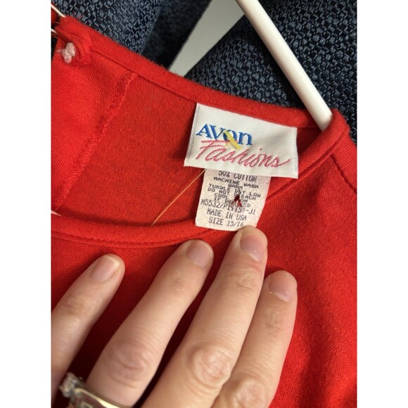 Vintage Red Avon Fashions XL Red Dress Black Buttons Teacher Office - Picture 3 of 5